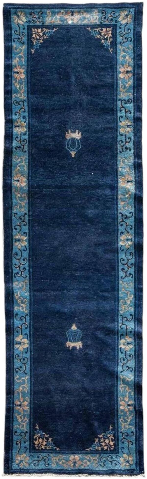 1920s traditional navy blue open field antique chinese peking runner rug 1 1920s traditional navy blue open field antique chinese peking runner rug