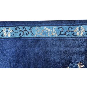 1920s Traditional Navy Blue Open Field Antique Chinese Peking Runner Rug - detail view 3