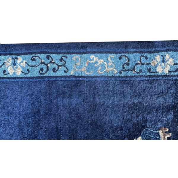 1920s traditional navy blue open field antique chinese peking runner rug 4 1920s traditional navy blue open field antique chinese peking runner rug - detail view 3