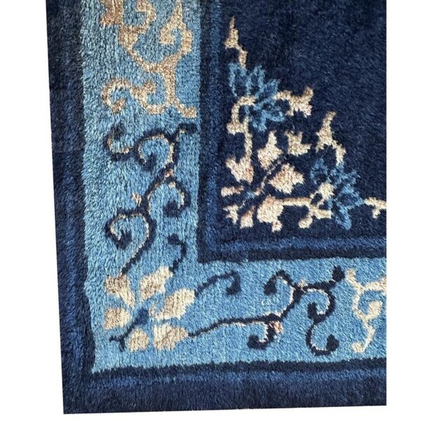1920s traditional navy blue open field antique chinese peking runner rug 6 1920s traditional navy blue open field antique chinese peking runner rug - detail view 5