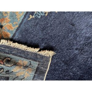 1920s Traditional Navy Blue Open Field Antique Chinese Peking Runner Rug - detail view 6