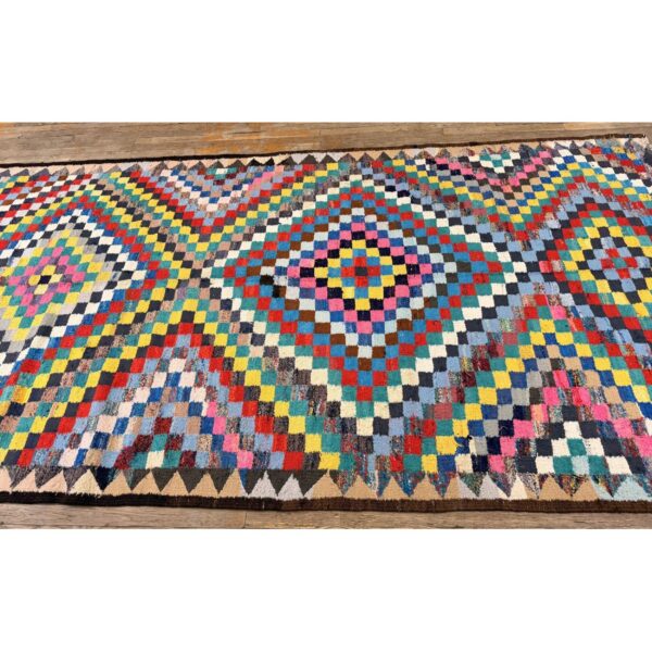 1930s antique multicolor diamond turkish village kilim runner flatweave wool rug 7 1930s antique multicolor diamond turkish village kilim runner flatweave wool rug - detail view 6