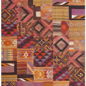 1930s Antique Multicolor Geometric Tribal Turkish Village Kilim Flatweave Rug