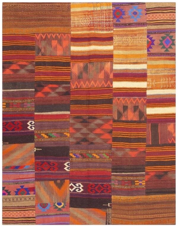 1930s antique multicolored geometric flatweave turkish village kilim rug