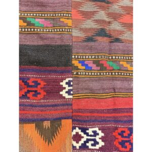 1930s Antique Multicolored Geometric Flatweave Turkish Village Kilim Rug - detail view 5