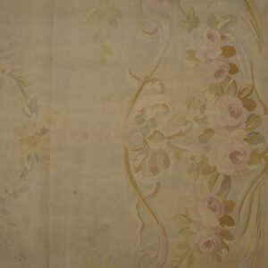 1930s Beige Floral Bouquet Antique Aubusson French Rug 8' X 11'5" Flatweave Wool Carpet - detail view 4
