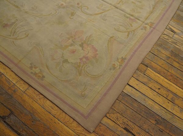 1930s beige floral bouquet antique aubusson french rug 8' x 11'5" flatweave wool carpet 6 1930s beige floral bouquet antique aubusson french rug 8' x 11'5" flatweave wool carpet - detail view 5