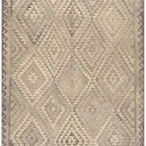 1930s Beige Ground Diamond Antique Turkish Village Kilim Woven Wool Rug