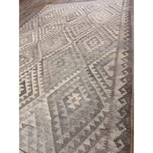1930s Beige Ground Diamond Antique Turkish Village Kilim Woven Wool Rug - detail view 3