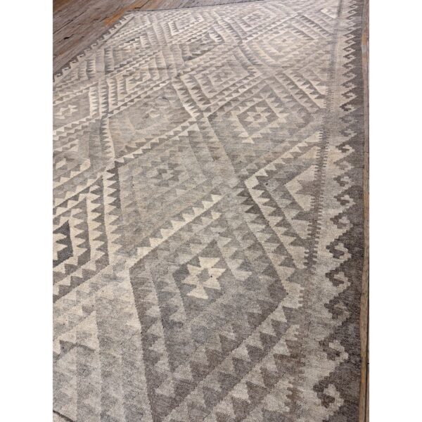 1930s beige ground diamond antique turkish village kilim woven wool rug 4 1930s beige ground diamond antique turkish village kilim woven wool rug - detail view 3