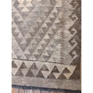 1930s Beige Ground Diamond Antique Turkish Village Kilim Woven Wool Rug - detail view 4