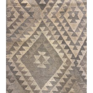 1930s Beige Ground Diamond Antique Turkish Village Kilim Woven Wool Rug - detail view 5