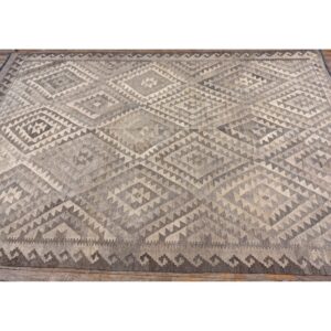 1930s Beige Ground Diamond Antique Turkish Village Kilim Woven Wool Rug - detail view 7