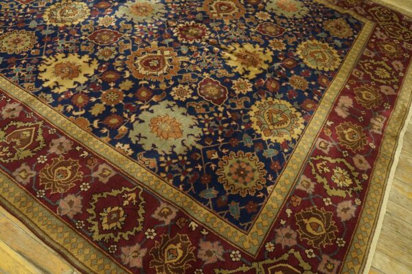 1930s blue navy floral shah abbas knotted wool antique indian runner rug 4 1930s blue navy floral shah abbas knotted wool antique indian runner rug - detail view 3