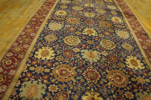 1930s blue navy floral shah abbas knotted wool antique indian runner rug 5 1930s blue navy floral shah abbas knotted wool antique indian runner rug - detail view 4