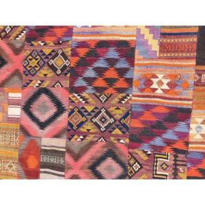 1930s Colorful Geometric Antique Gallery Scale Turkish Kilim Flatweave Rug - detail view 2