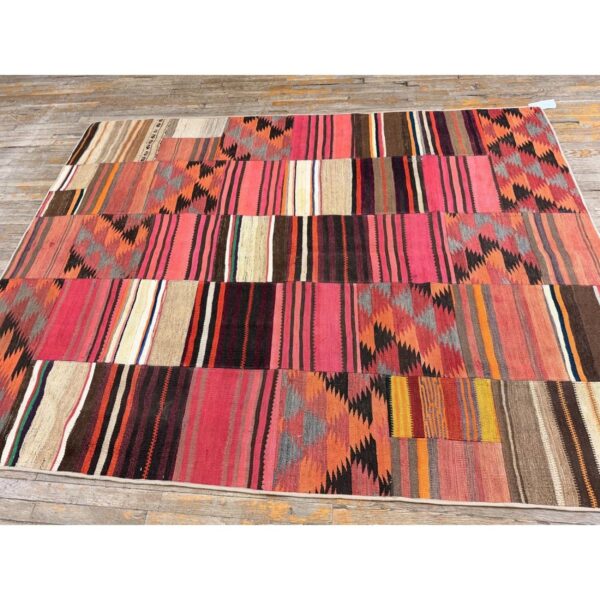 1930s multicolored field geometric antique turkish village kilim flatweave rug 3 1930s multicolored field geometric antique turkish village kilim flatweave rug - detail view 2