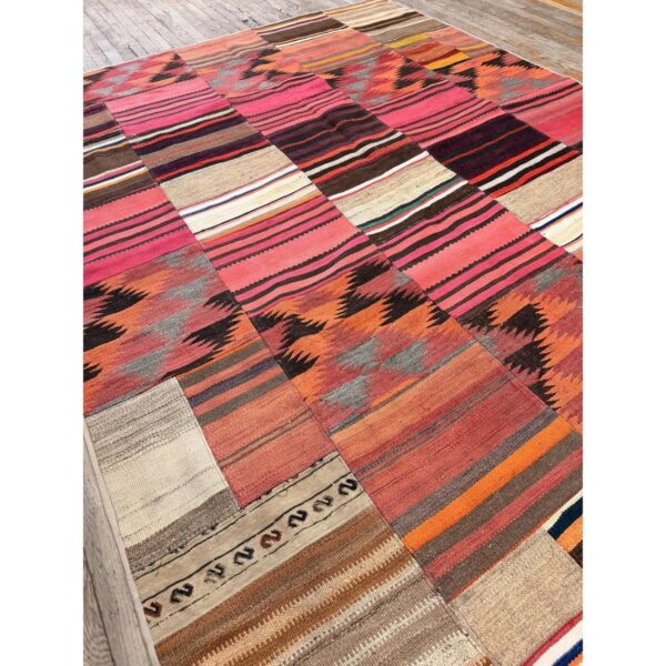 1930s multicolored field geometric antique turkish village kilim flatweave rug 6 1930s multicolored field geometric antique turkish village kilim flatweave rug - detail view 5