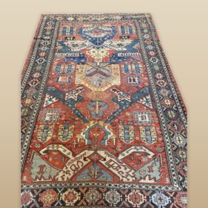 1930s Red Ground Rustic Geometric Tribal Antique Soumak Rug
