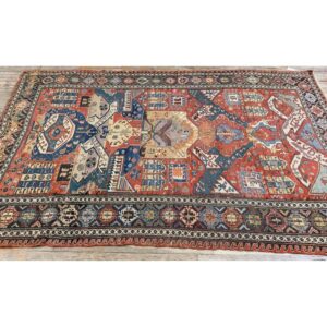 1930s Red Ground Rustic Geometric Tribal Antique Soumak Rug - detail view 1