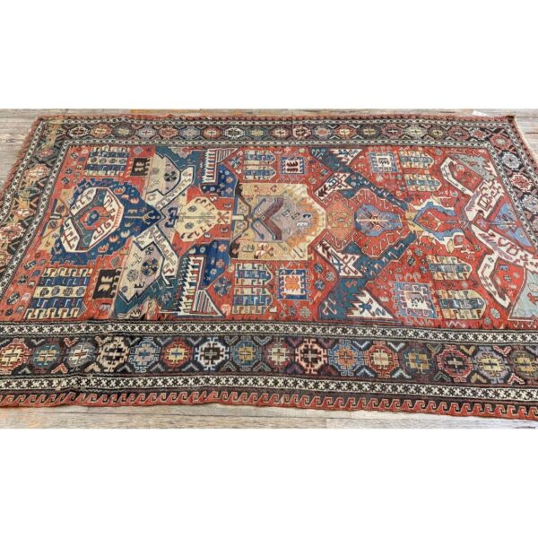 1930s red ground rustic geometric tribal antique soumak rug 2 1930s red ground rustic geometric tribal antique soumak rug - detail view 1