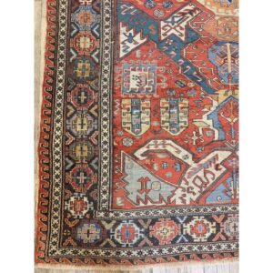 1930s Red Ground Rustic Geometric Tribal Antique Soumak Rug - detail view 3