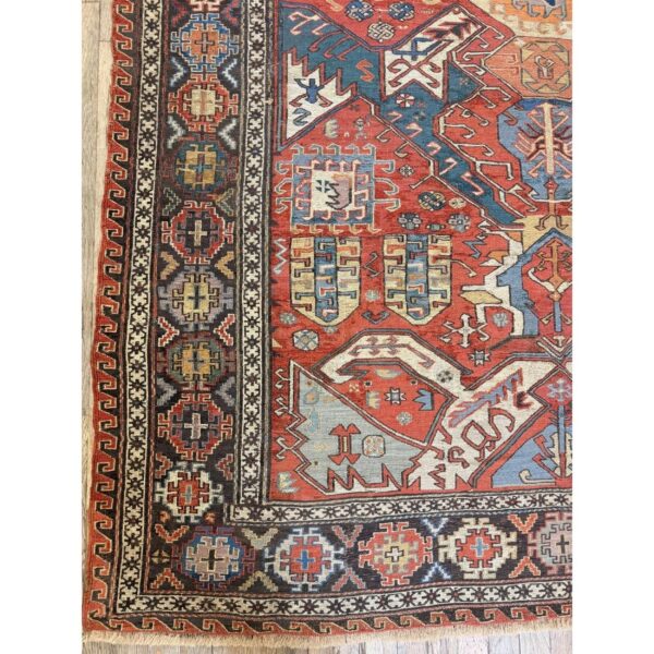 1930s red ground rustic geometric tribal antique soumak rug 4 1930s red ground rustic geometric tribal antique soumak rug - detail view 3