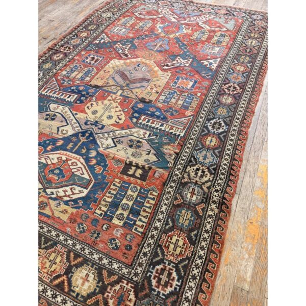 1930s red ground rustic geometric tribal antique soumak rug 5 1930s red ground rustic geometric tribal antique soumak rug - detail view 4