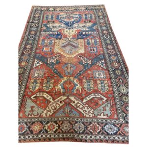 1930s Red Ground Rustic Geometric Tribal Antique Soumak Rug - detail view 5