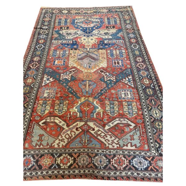 1930s red ground rustic geometric tribal antique soumak rug 6 1930s red ground rustic geometric tribal antique soumak rug - detail view 5