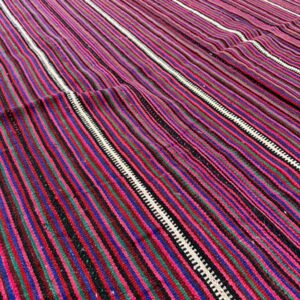 1950s Colorful Field Geometric Modern Turkish Kilim Flatweave Wool Small Rug - detail view 3