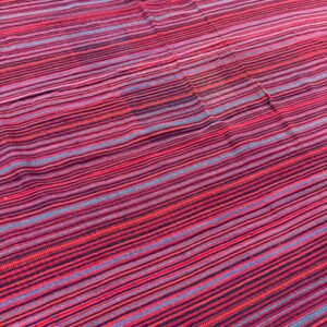 1950s Geometric Multicolor Modern Turkish Kilim Tribal Flatweave Wool Rug - detail view 3