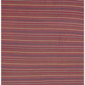1950s Modern Multicolor Stripe Geometric Turkish Decorative Flatweave Kilim Rug