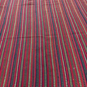 1950s Modern Multicolor Stripe Geometric Turkish Decorative Flatweave Kilim Rug - detail view 2