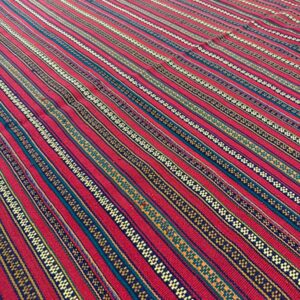 1950s Modern Multicolor Stripe Geometric Turkish Decorative Flatweave Kilim Rug - detail view 3