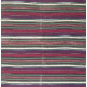 1950s Multicolor Geometric Vintage Handwoven Turkish Decorative Wool Small Rug