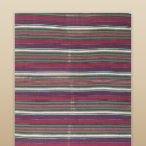 1950s Multicolor Geometric Vintage Handwoven Turkish Decorative Wool Small Rug