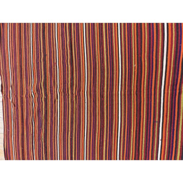 1950s multicolor ground geometric vintage turkish kilim flatweave square rug - detail view 5