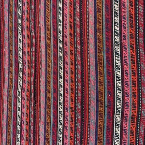 1950s Multicolor Ground Mid-Century Modern Turkish Kilim Handwoven Runner Rug - detail view 5