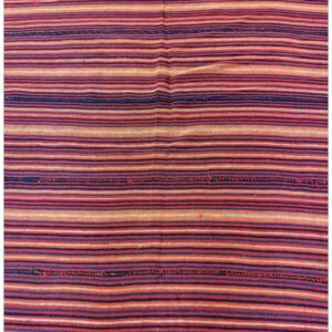 1950s Multicolor Ground Stripe Modern Turkish Kilim Flatweave Small Rug