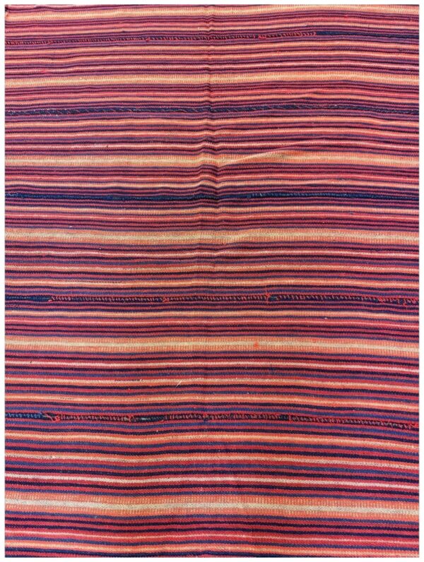 1950s multicolor ground stripe modern turkish kilim flatweave small rug