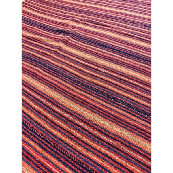 1950s multicolor ground stripe modern turkish kilim flatweave small rug - detail view 2