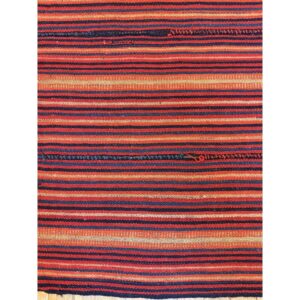 1950s Multicolor Ground Stripe Modern Turkish Kilim Flatweave Small Rug - detail view 3