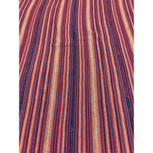 1950s Multicolor Ground Stripe Modern Turkish Kilim Flatweave Small Rug - detail view 4