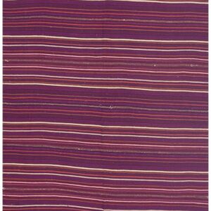 1950s Multicolor Stripe Decorative Modern Turkish Kilim Flat Weave Small Rug