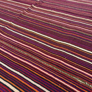 1950s Multicolor Stripe Decorative Modern Turkish Kilim Flat Weave Small Rug - detail view 2