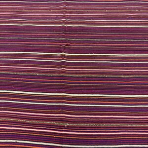1950s Multicolor Stripe Decorative Modern Turkish Kilim Flat Weave Small Rug - detail view 4