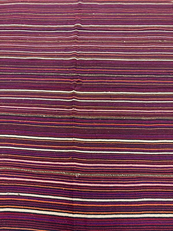 1950s multicolor stripe decorative modern turkish kilim flat weave small rug 5 1950s multicolor stripe decorative modern turkish kilim flat weave small rug - detail view 4