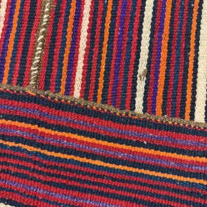 1950s Multicolor Stripe Decorative Modern Turkish Kilim Flat Weave Small Rug - detail view 5
