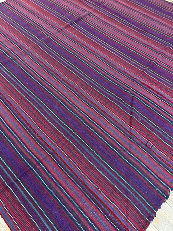 1950s multicolor stripe modern decorative flatwoven turkish kilim small rug 4 1950s multicolor stripe modern decorative flatwoven turkish kilim small rug - detail view 3